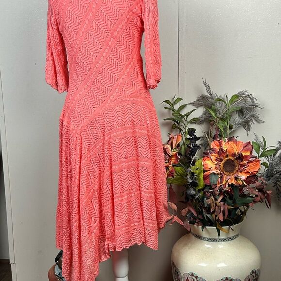 Rabbit Rabbit Rabbit Peach Asymmetrical Dress Size 10P - Picture 3 of 10